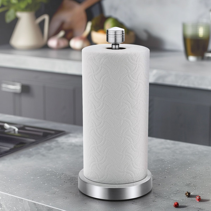 Stelive 11-Inch Paper Towel Holder, Free-Standing Kitchen Roll Holder, Weighted Paper Towel Dispenser with Suction Cup Base, One-Handed Tear, Stainless Steel