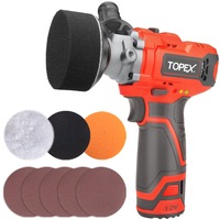 TOPEX 12V Cordless Polisher 3" Mini Car Detailing Buffer & Sander w/ Battery & Charger