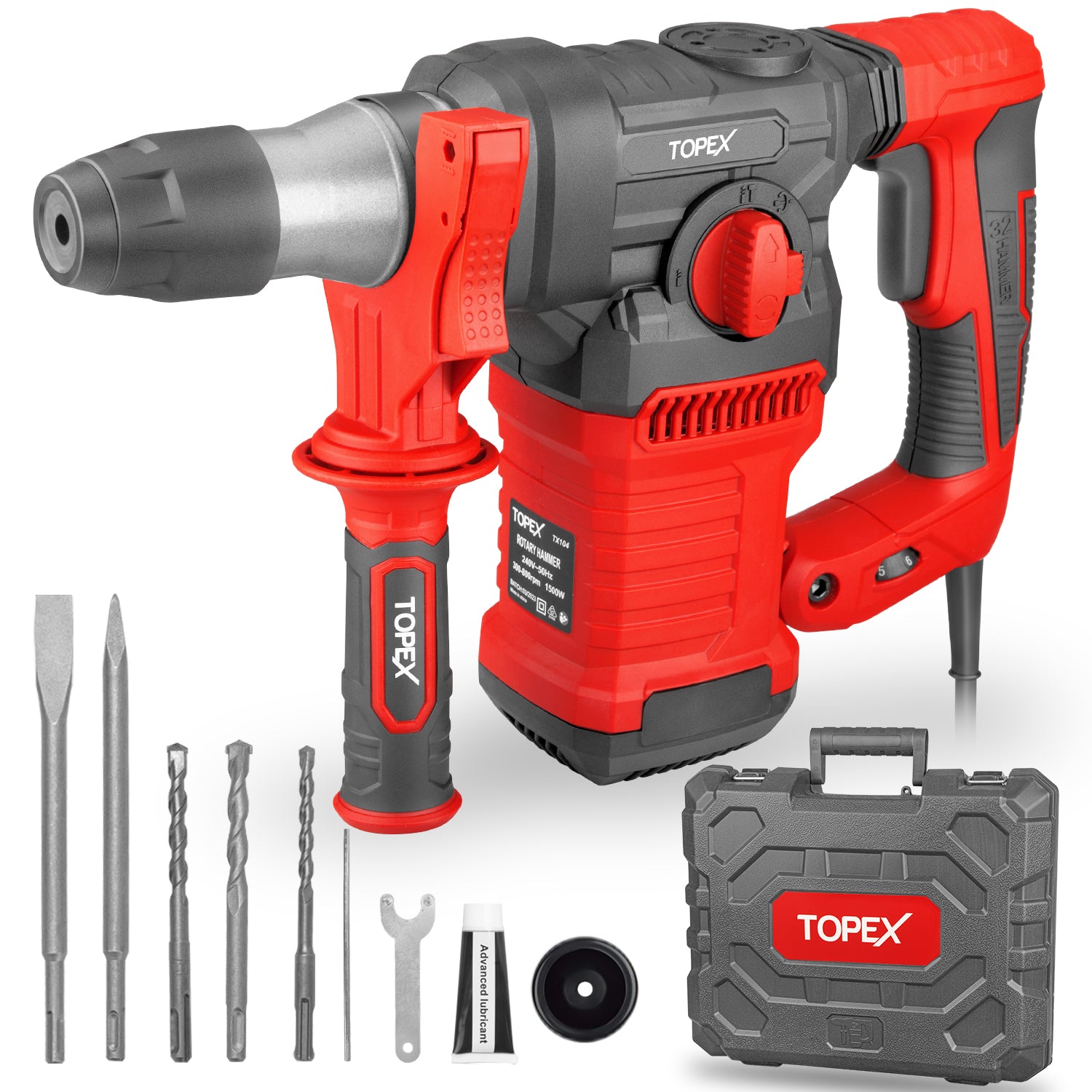 TOPEX 1500W SDS PLUS Rotary Hammer Drill Havey Duty Impact Australia