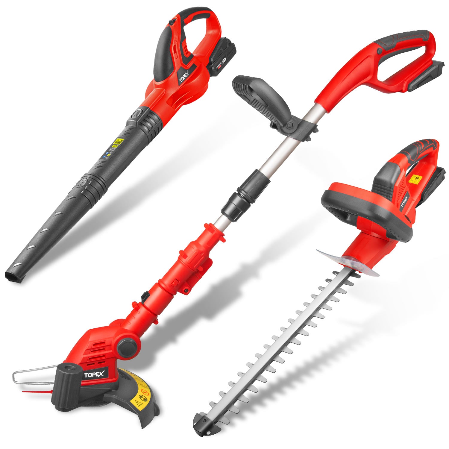 TOPEX 20V Cordless Blower Hedge Trimmer and Grass Combo Kit w/ Battery