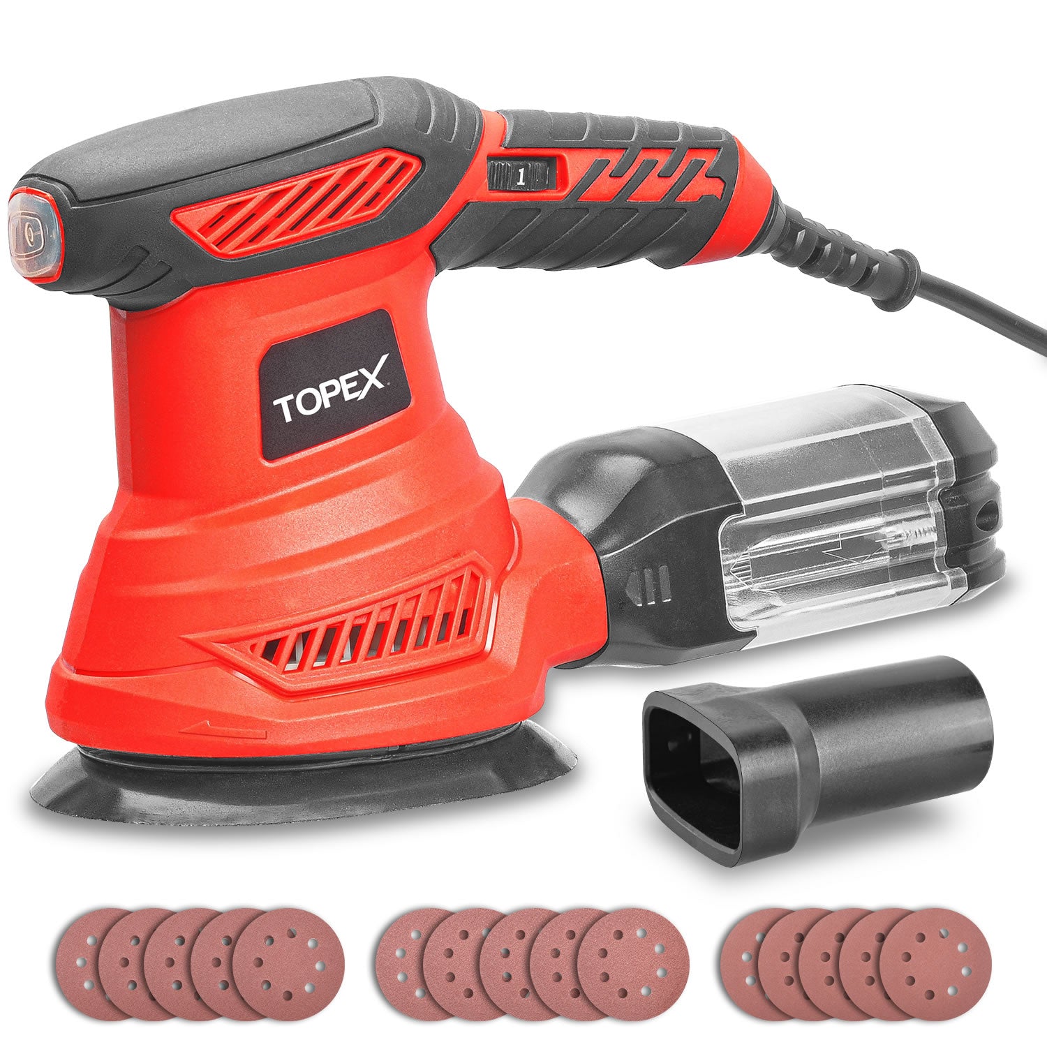 TOPEX 300W Random Orbital Sander Polisher Variable Speed +15pcs Sand Papers Australia