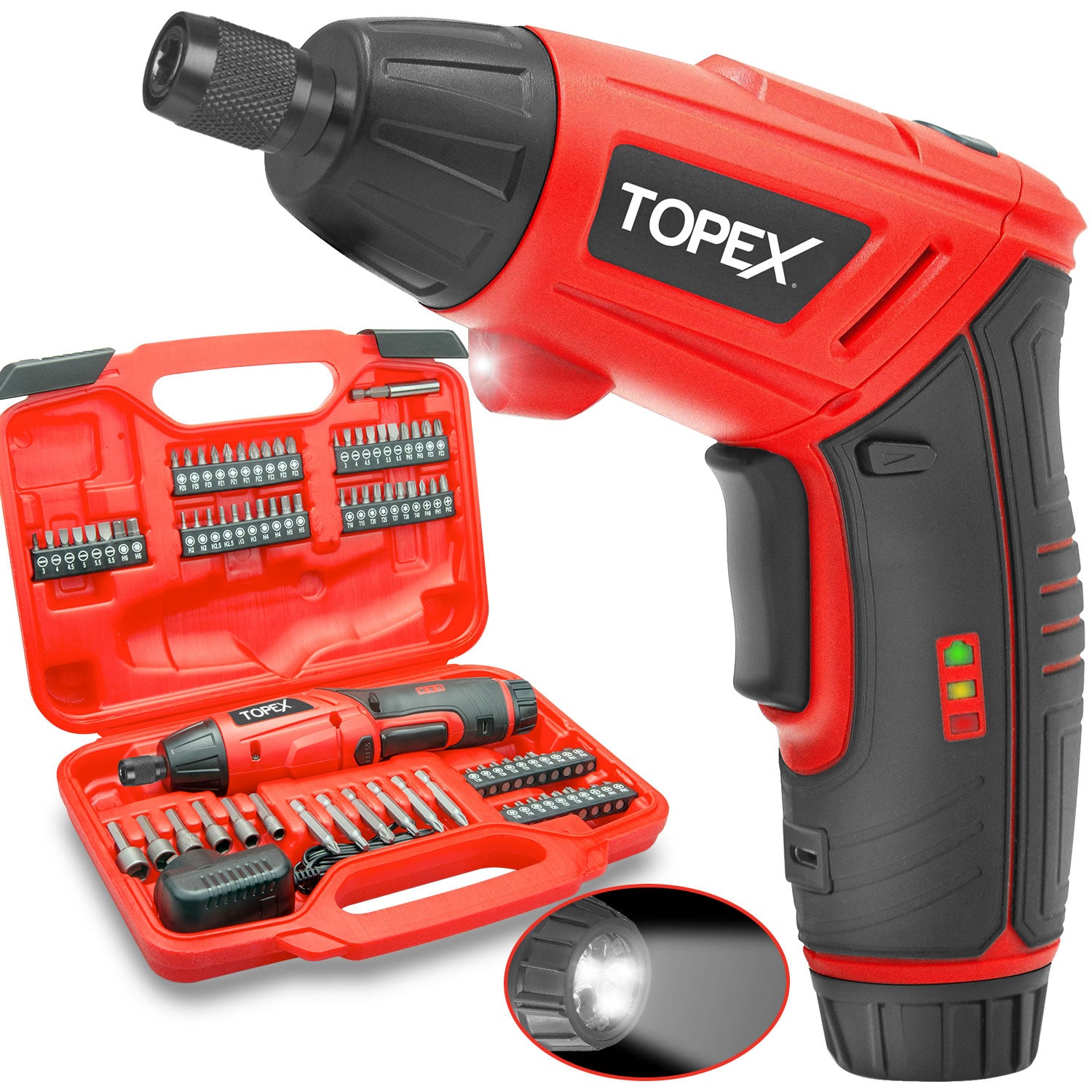 TOPEX 82 Piece Electric Screwdriver Set 4v Max Cordless CRV Screw