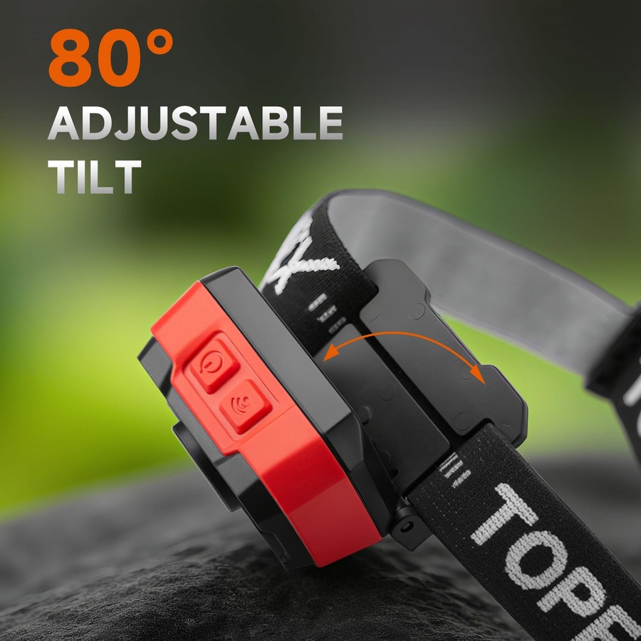 TOPEX Headlamp Rechargeable Head Torch, 1000 Lumens Waterproof LED Headlight with Red Lights, 11 Light Modes, Motion Sensor Control for Camping, Hiking, Outdoor