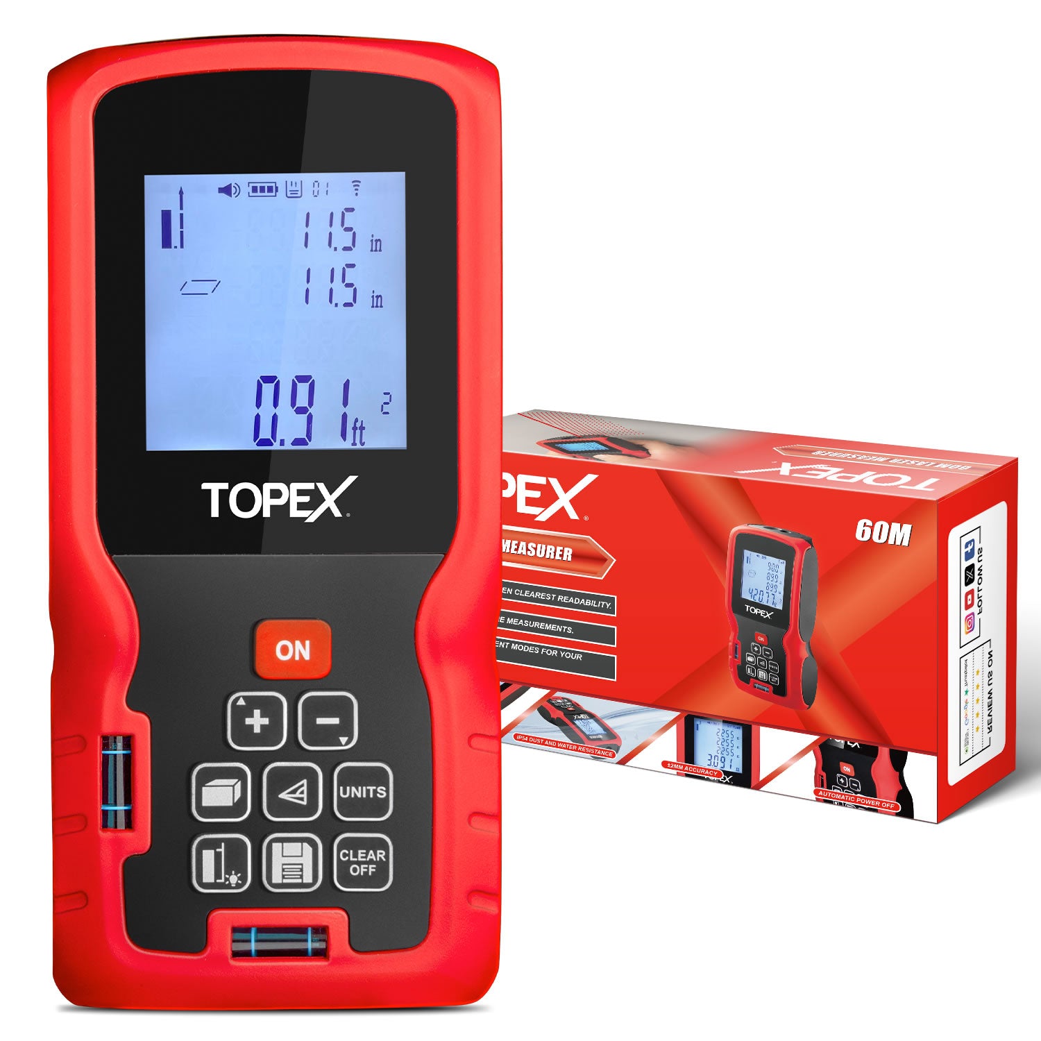 TOPEX Laser Distance Meter Measurement Tool Measure Digital Measurer