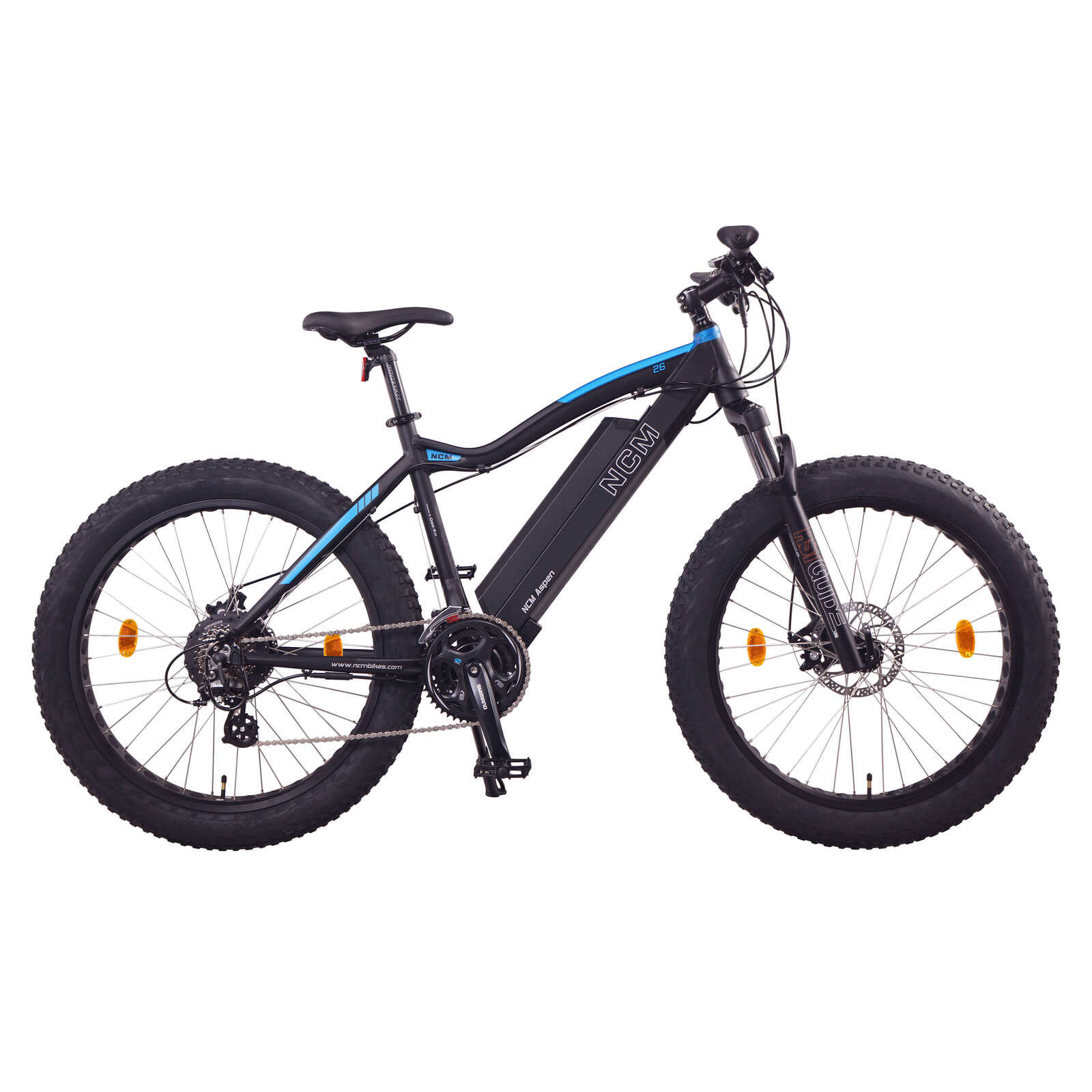 NCM Aspen Fat Electric Bike, E-Bike, 48V 13Ah 250W, E-MTB 624Wh Battery [Black 26]