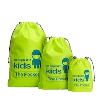 3 piece set utility Kids lightweight folding draw string bags-yellow