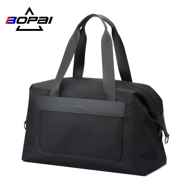 BOPAI Luxury Business Style Leather & Microfibre Duffel Bag Waterproof Luggage Bag Crossbody Travel Bag B60211