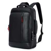 Bopai Luxury Style Leather & Microfibre Anti-Theft Business and Travel with USB Charging Laptop Backpack B6641 Black 15.6' Laptop