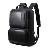 Bopai Luxury Style Leather & Microfibre Anti-Theft Business and Travel with USB Charging Laptop Backpack B7311 Black 15.6' Laptop