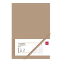 DELI A5 Leather Cover Squared Notebook Personal Planner Organizer Diary Journal Business Travel Notepad Office Stationery Fashion Leather Cover Business Notebook 4 PCS Pack Brown