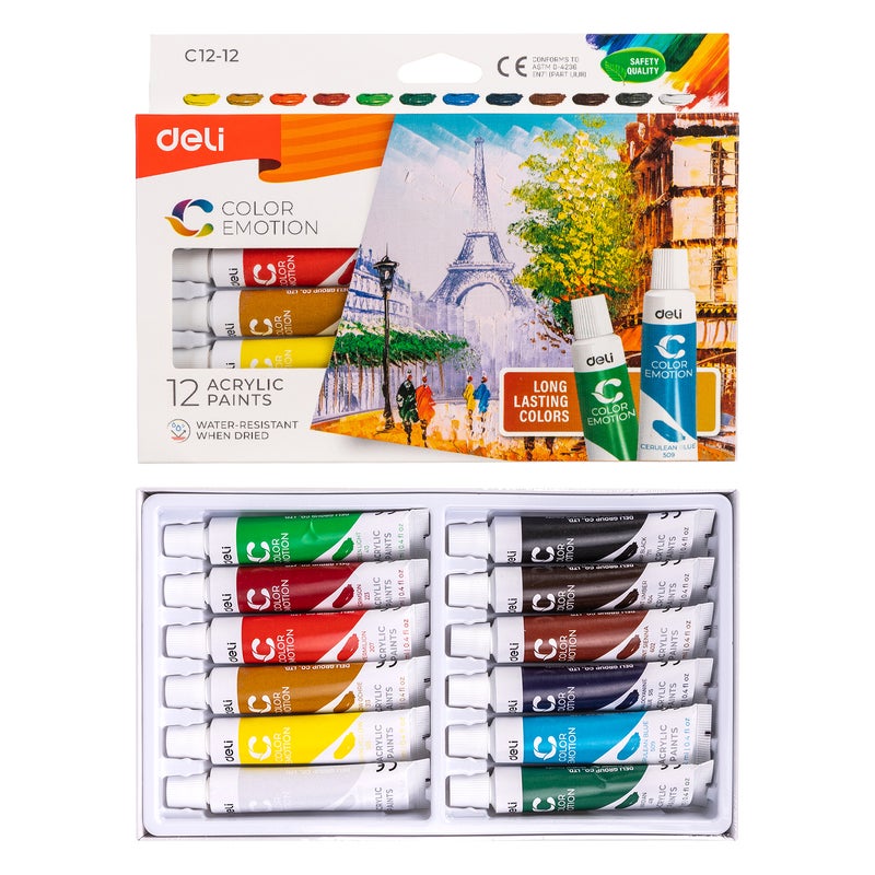 Buy DELI Kids Art Acrylic Paints 12 Colors Pack Drawing Art Set