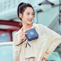 M Square Wristlet Wallet Bag Portable Lightweight Square Travel Storage Bag Blue