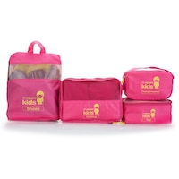 MSQUARE 4 piece set utility Kids lightweight multifunction foldable travel bags-pink