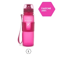 MSQUARE healthy harmless 500ml travel foldable platinum silicone water bottle-pink