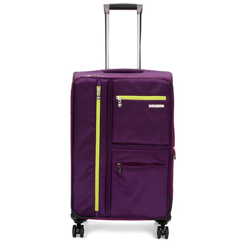 Swiss Luggage Suitcase Lightweight with  8 wheels 360 degree rolling SoftCase SN6007A-purple