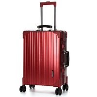 Swiss Aluminium Luggage Suitcase Lightweight with TSA locker 8 wheels 360 degree rolling HardCase SN7611C-Red