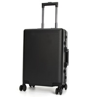 Swiss Aluminium Luggage Suitcase Lightweight with TSA locker 8 wheels 360 degree rolling HardCase SN7613B Black