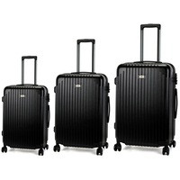 SWISS Luggage Suitcase Lightweight with TSA locker 8 wheels 360 degree rolling HardCase SN9780ABC 20" 24" 28" 3 Pieces Suitcase Black