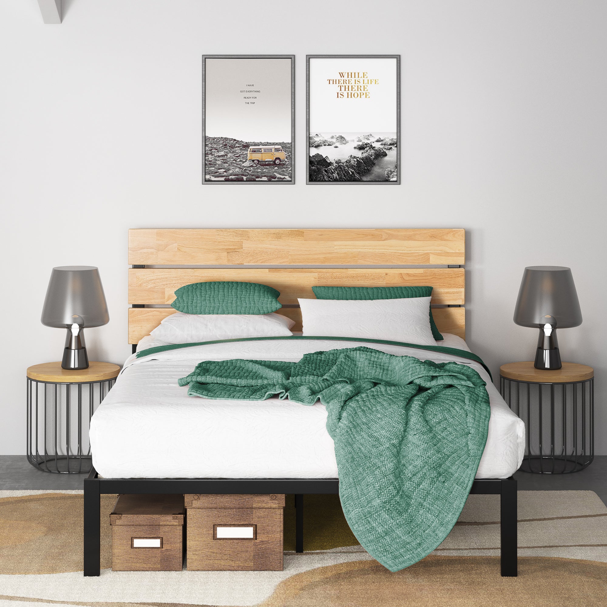 Zinus Classic Wood & Metal Bed Frame Double & Queen