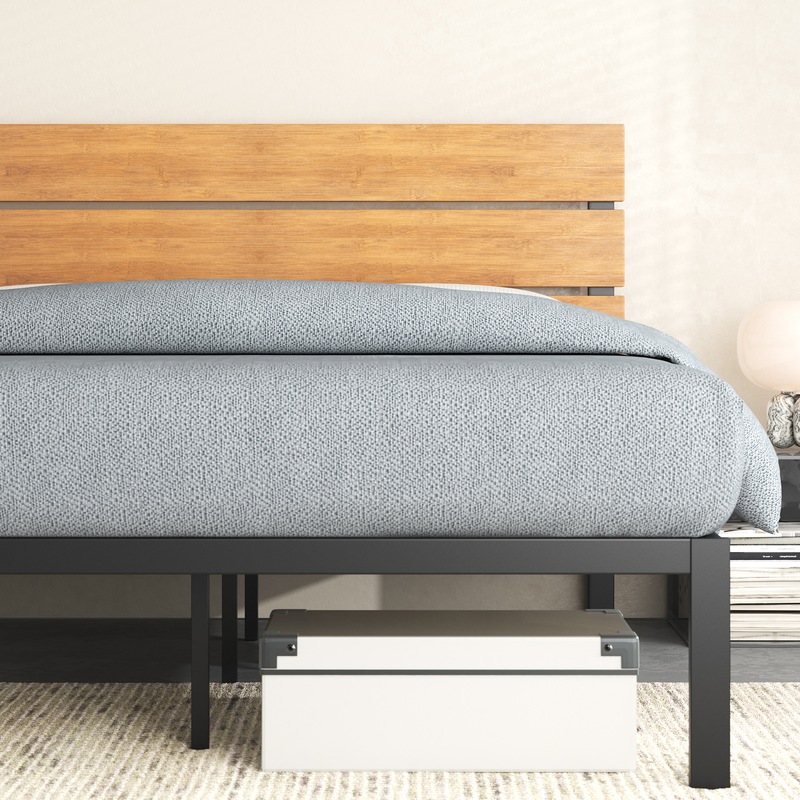 Buy Zinus Classic Wood & Metal Bed Frame Double & Queen - MyDeal