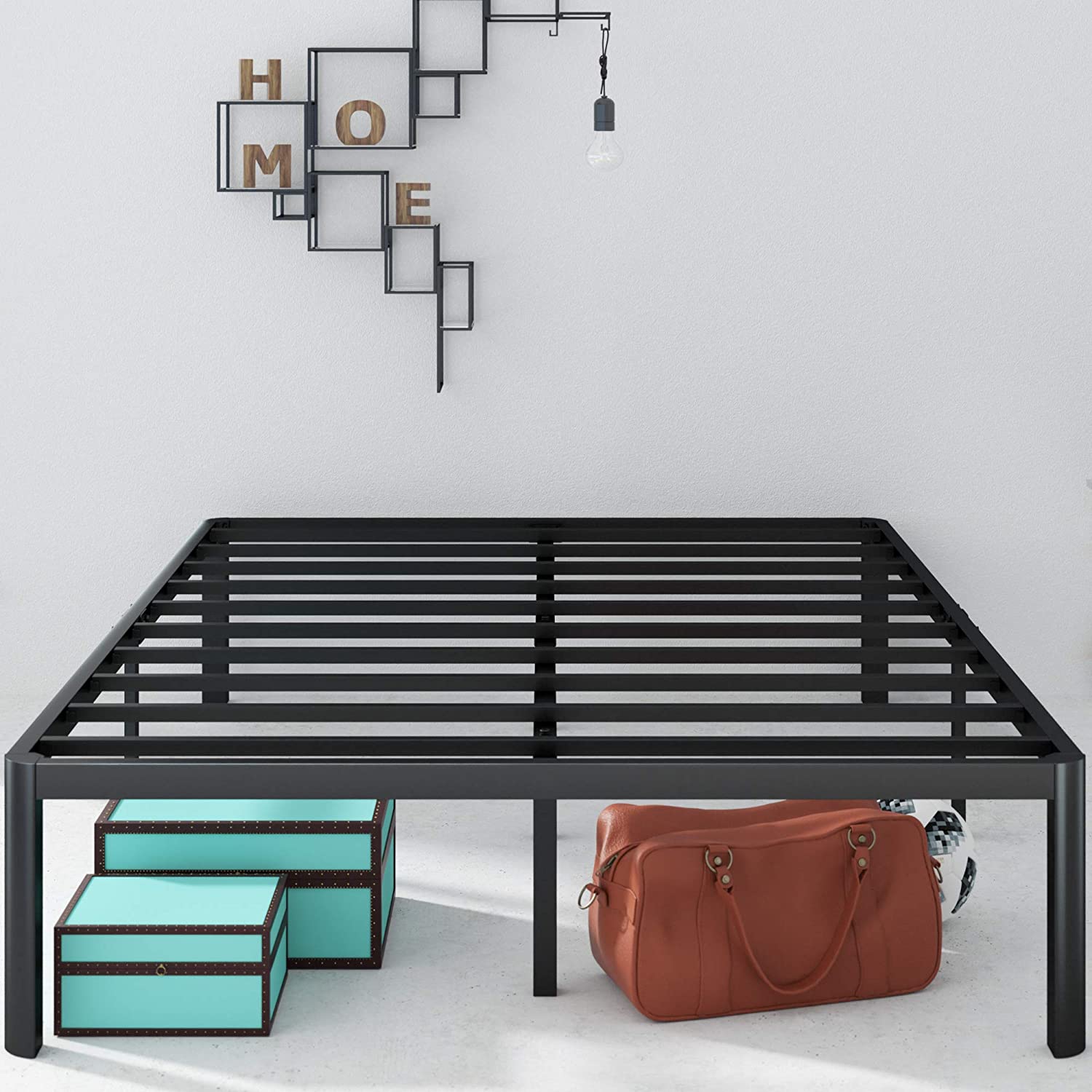 Zinus Classic Black Metal Bed Frame with Steel Slat - Single, King Single, Double & Queen
