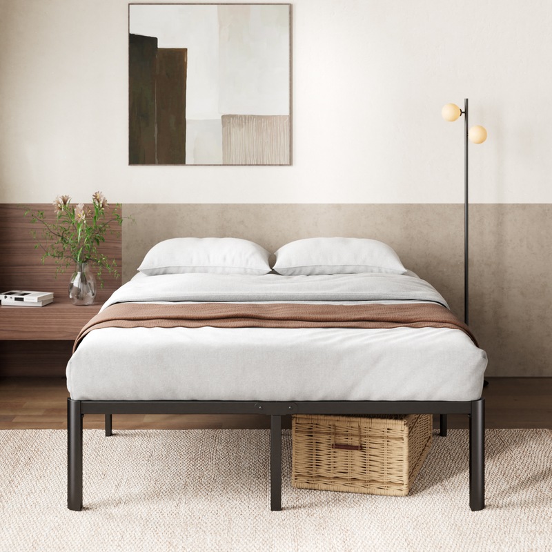 Buy Zinus Classic Black Metal Bed Frame with Steel Slat - Single, King ...