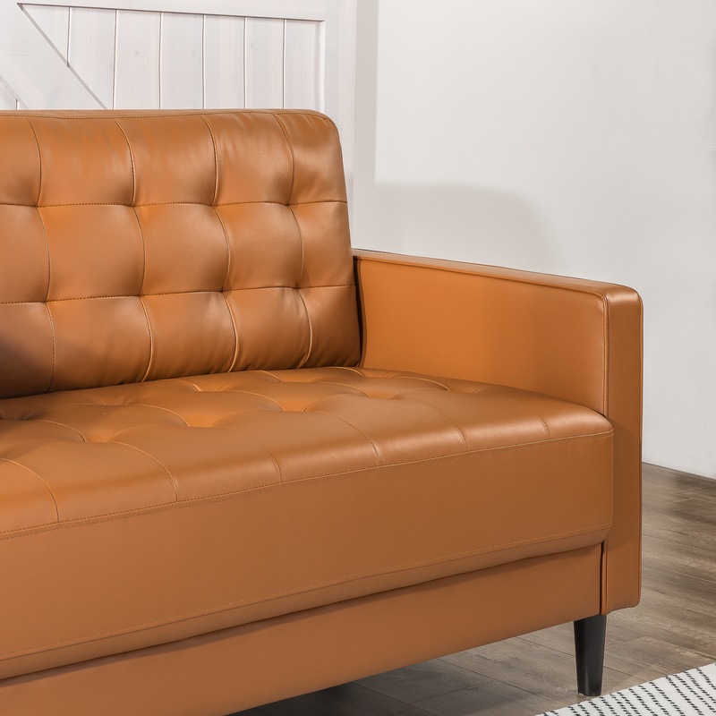 Zinus Benton Mid Century Faux Leather Sofa 3 Seater Cognac Sofas 9356862002456 Zinus Benton Mid Century Faux Leather, Mid Century Faux Leather Sofa