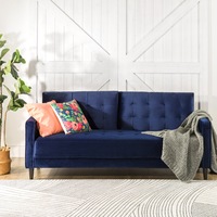 Zinus Benton Mid-Century Velvet Sofa 3 Seater - Blue