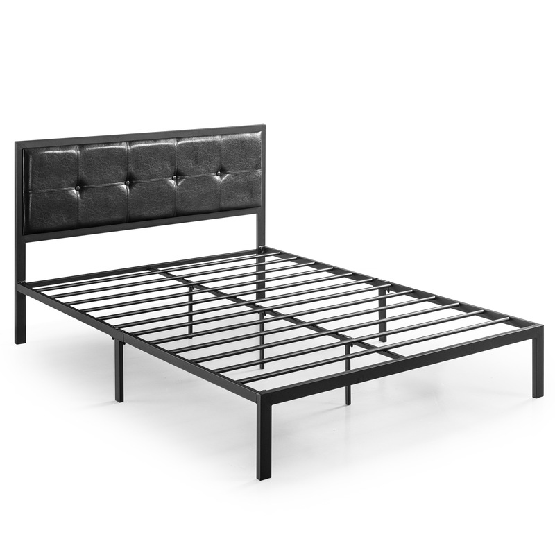 Buy Zinus Cherie Leather Bed Frame Base Black Metal Double Queen King