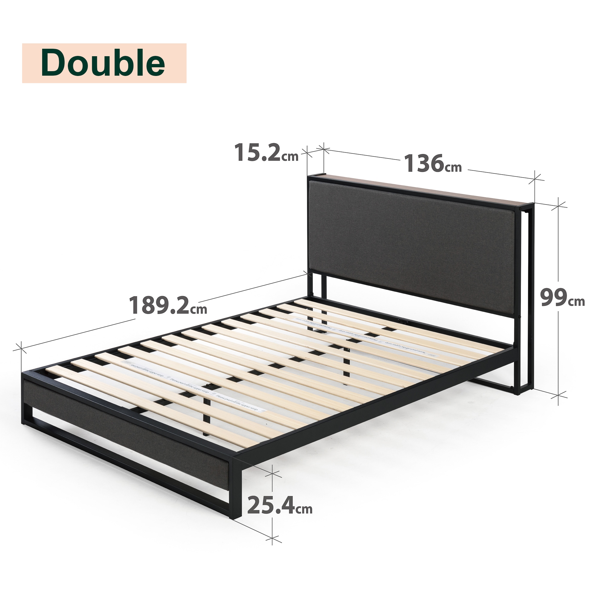 Buy Zinus Christina Ironline Metal And Fabric Bed Frame With Headboard ...