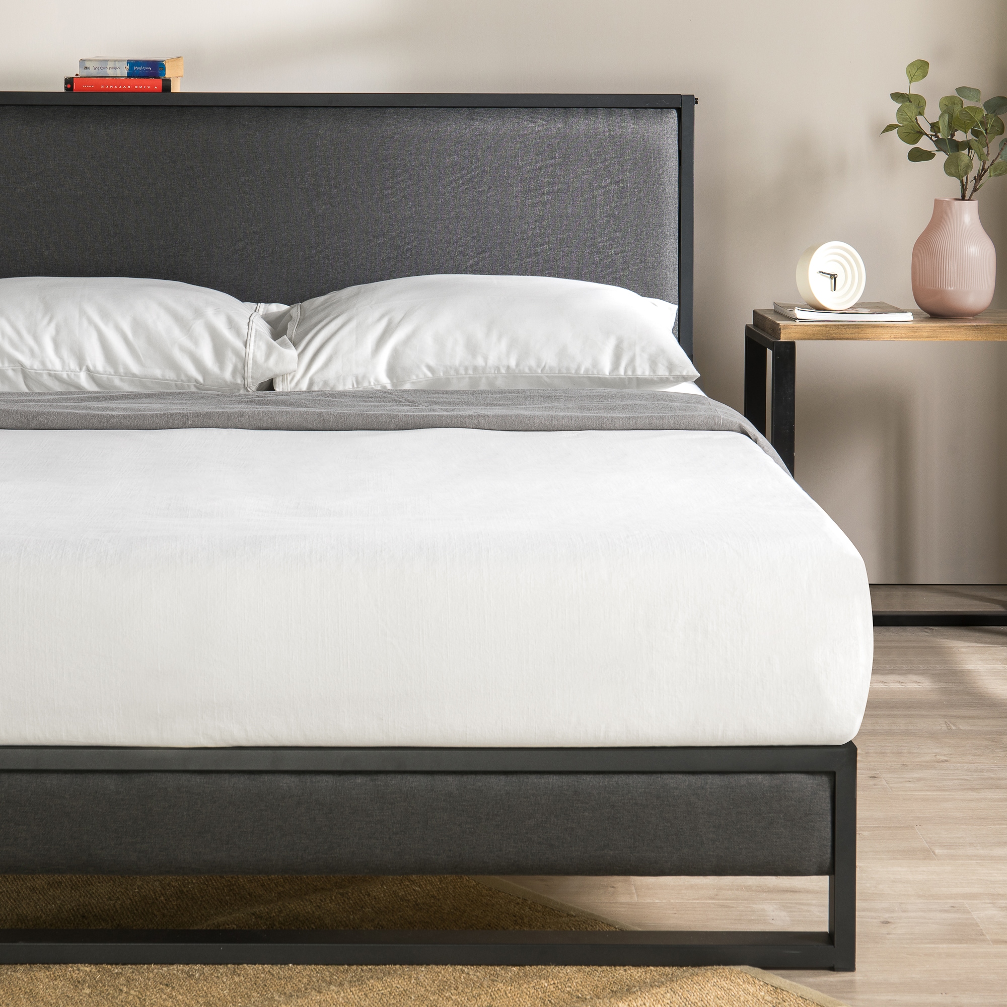 Buy Zinus Christina Ironline Metal And Fabric Bed Frame With Headboard ...