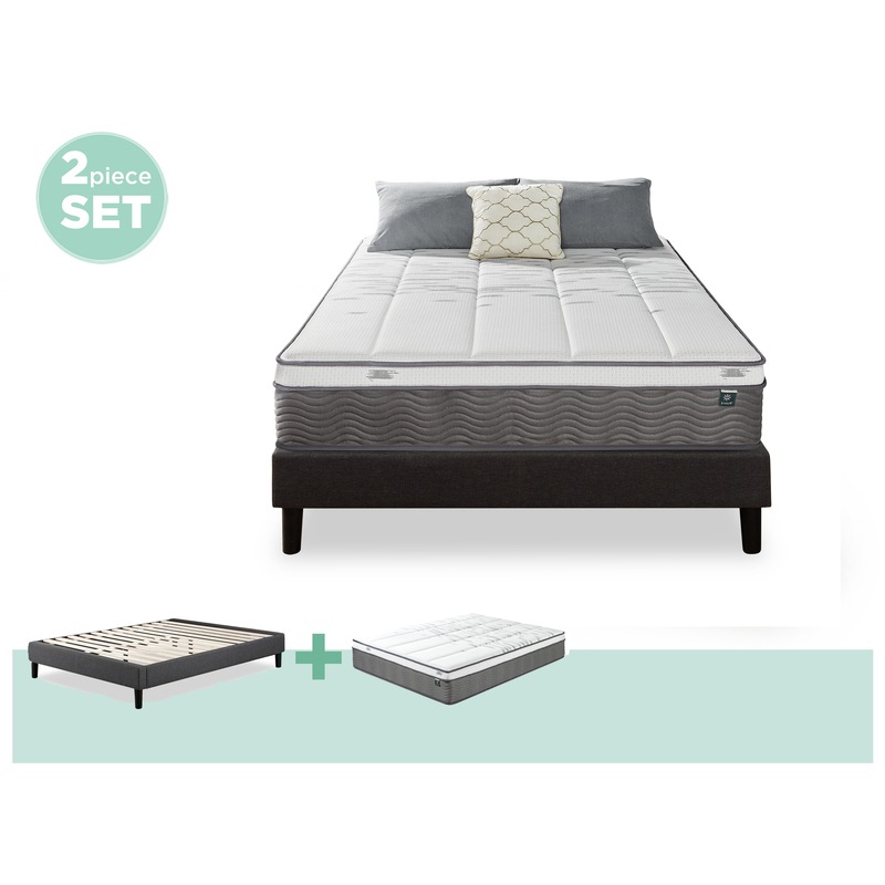 Buy Zinus Curtis Bedroom Set Grey Ensemble Bed Base and iCoil Pocket
