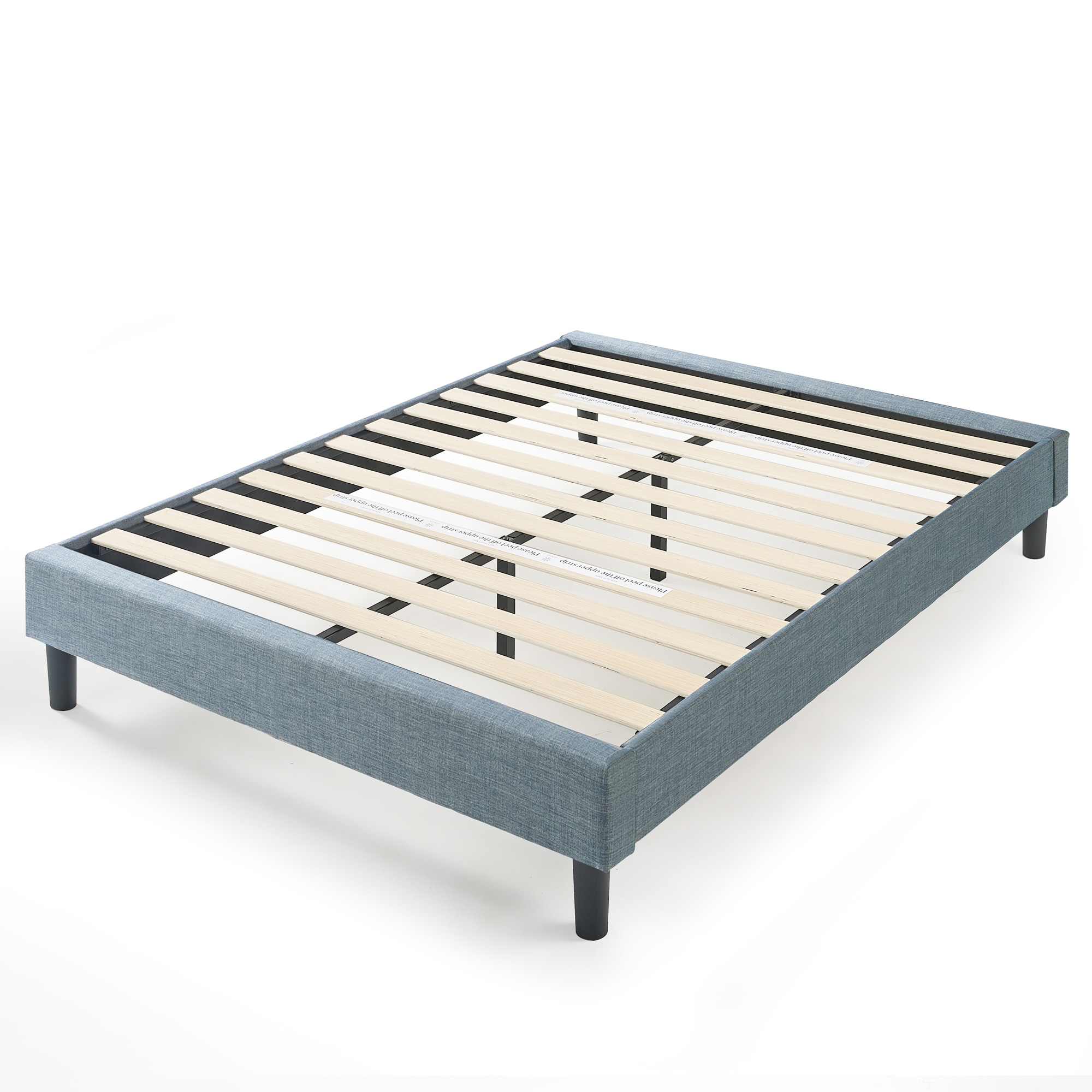 Buy Zinus Curtis Essential Upholstered Light Blue Fabric Bed Frame ...