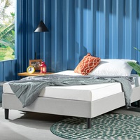 Zinus Curtis Essential Upholstered Light Grey Fabric Bed Frame