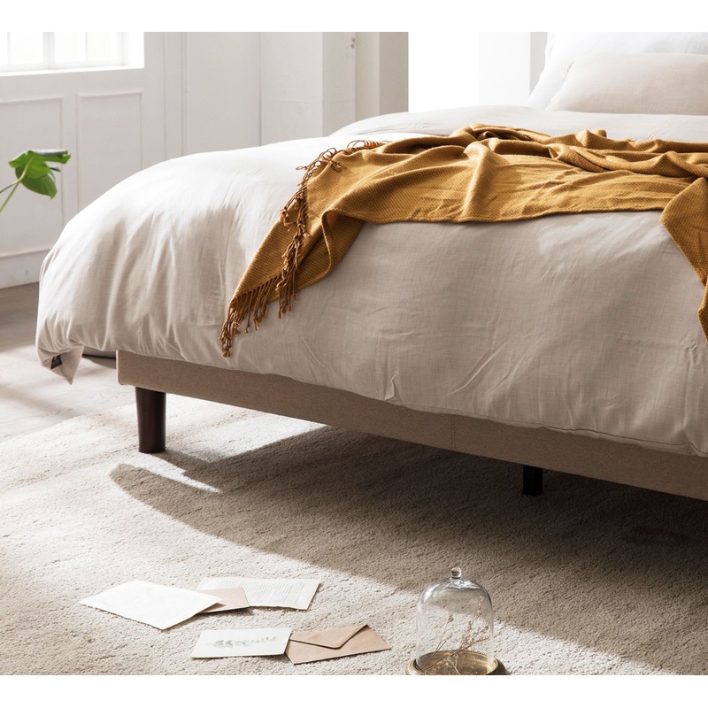 Buy Zinus Bed Frame Fabric Beige Queen Double King MyDeal