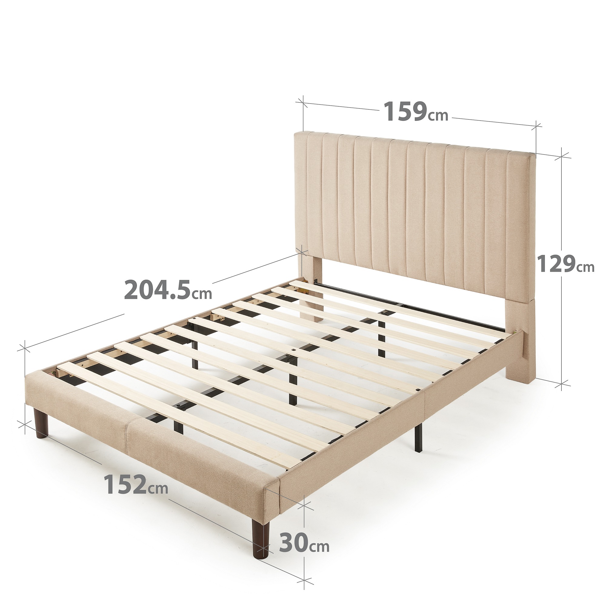 Buy Zinus Bed Frame Fabric Beige Queen Double King - MyDeal