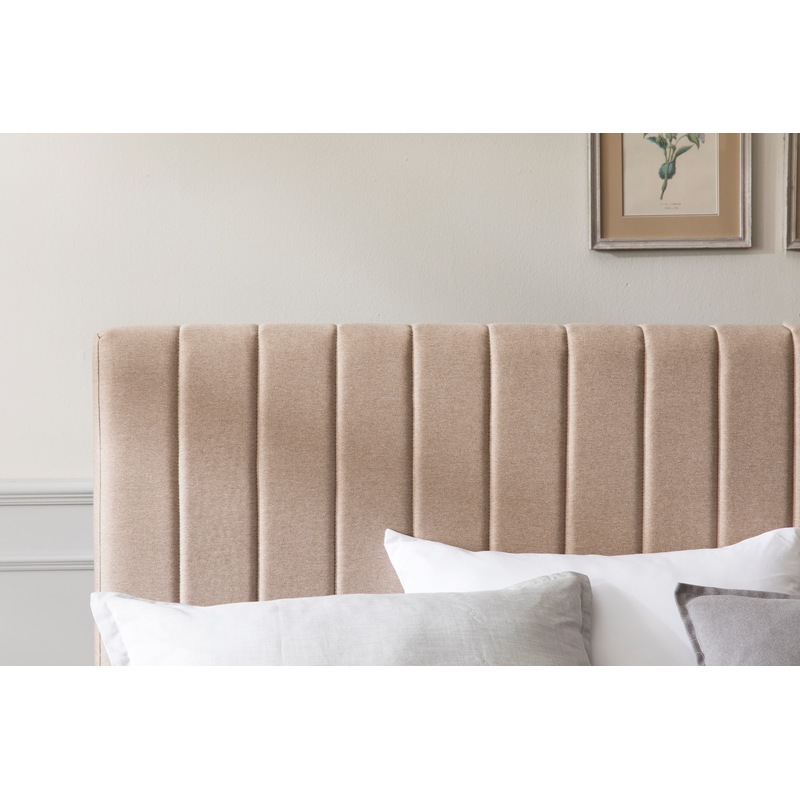 Zinus Debi Upholstered Beige Fabric Bed Frame MyDeal