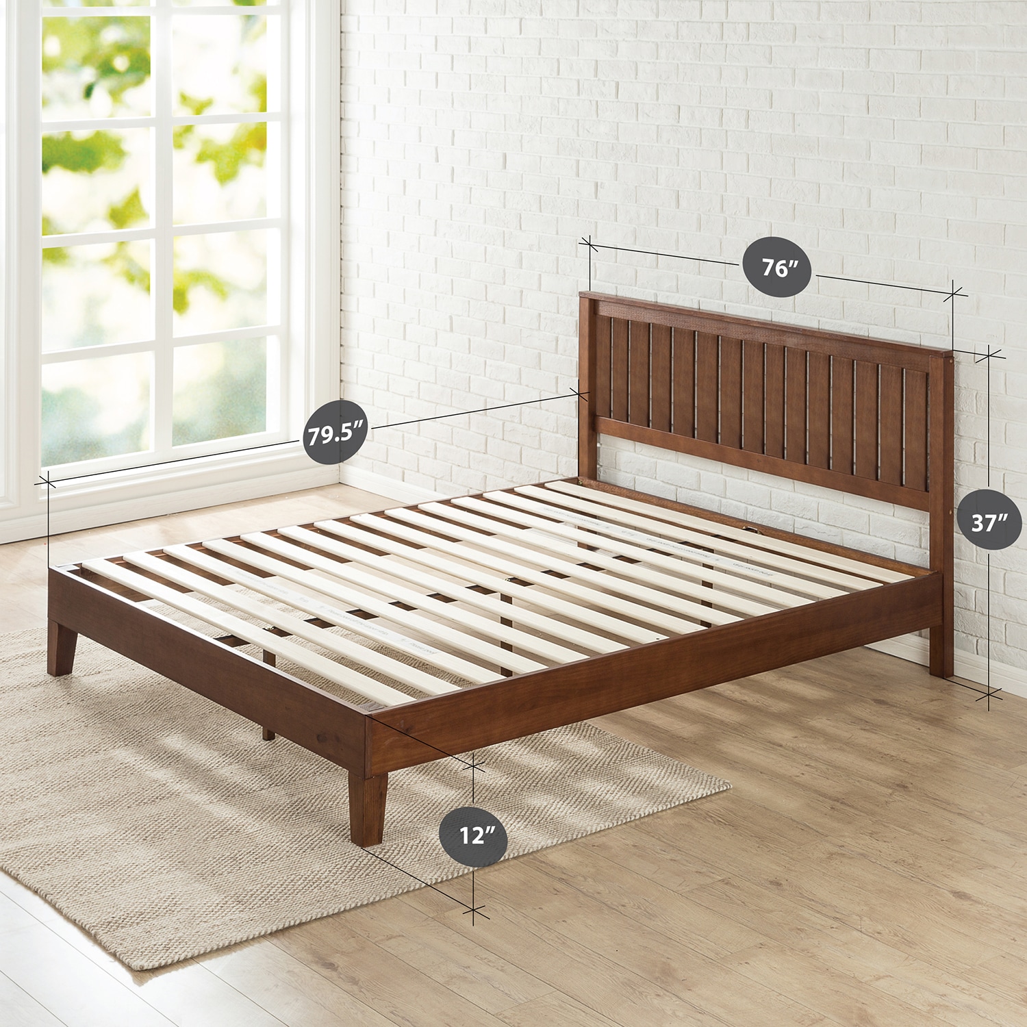 Buy Zinus Bed Frame Deluxe Solid Wood Queen Double King Single - MyDeal