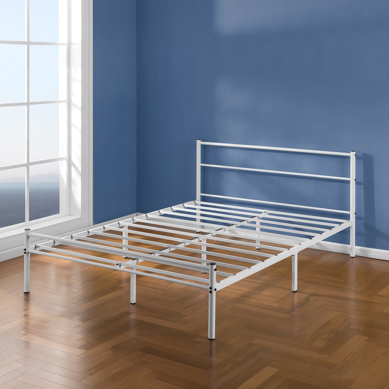 Buy Zinus Geraldine White Metal Bed Frame Double & Queen MyDeal