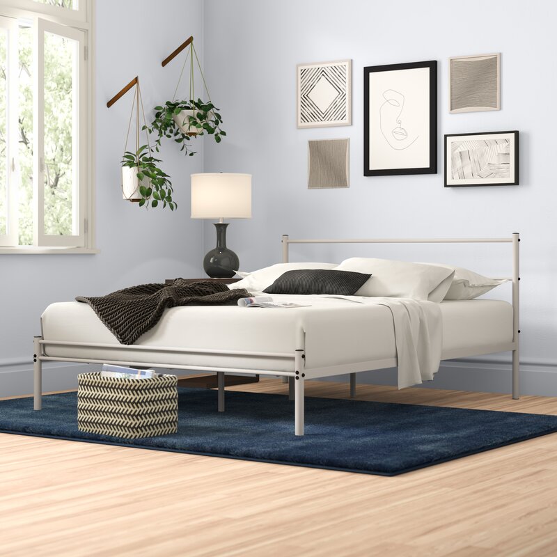 Buy Zinus Geraldine White Metal Bed Frame - Double & Queen - MyDeal