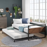 Zinus Marie Split Rail Daybed Frame Steel Slat Support Single Size Black metal