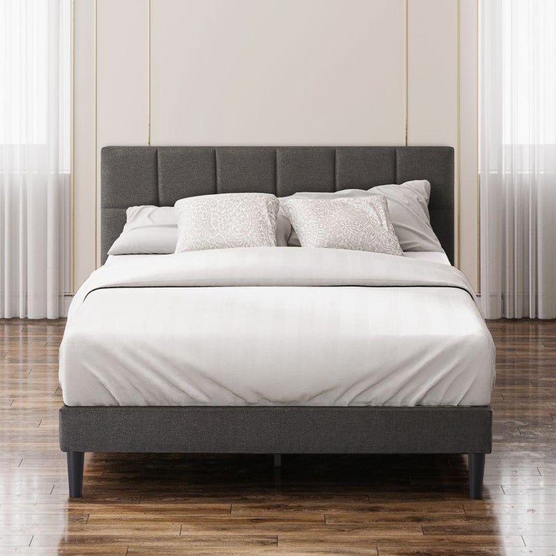 Zinus Leo Fabric Bed Frame Dark Grey Platform Base Mattress - Single