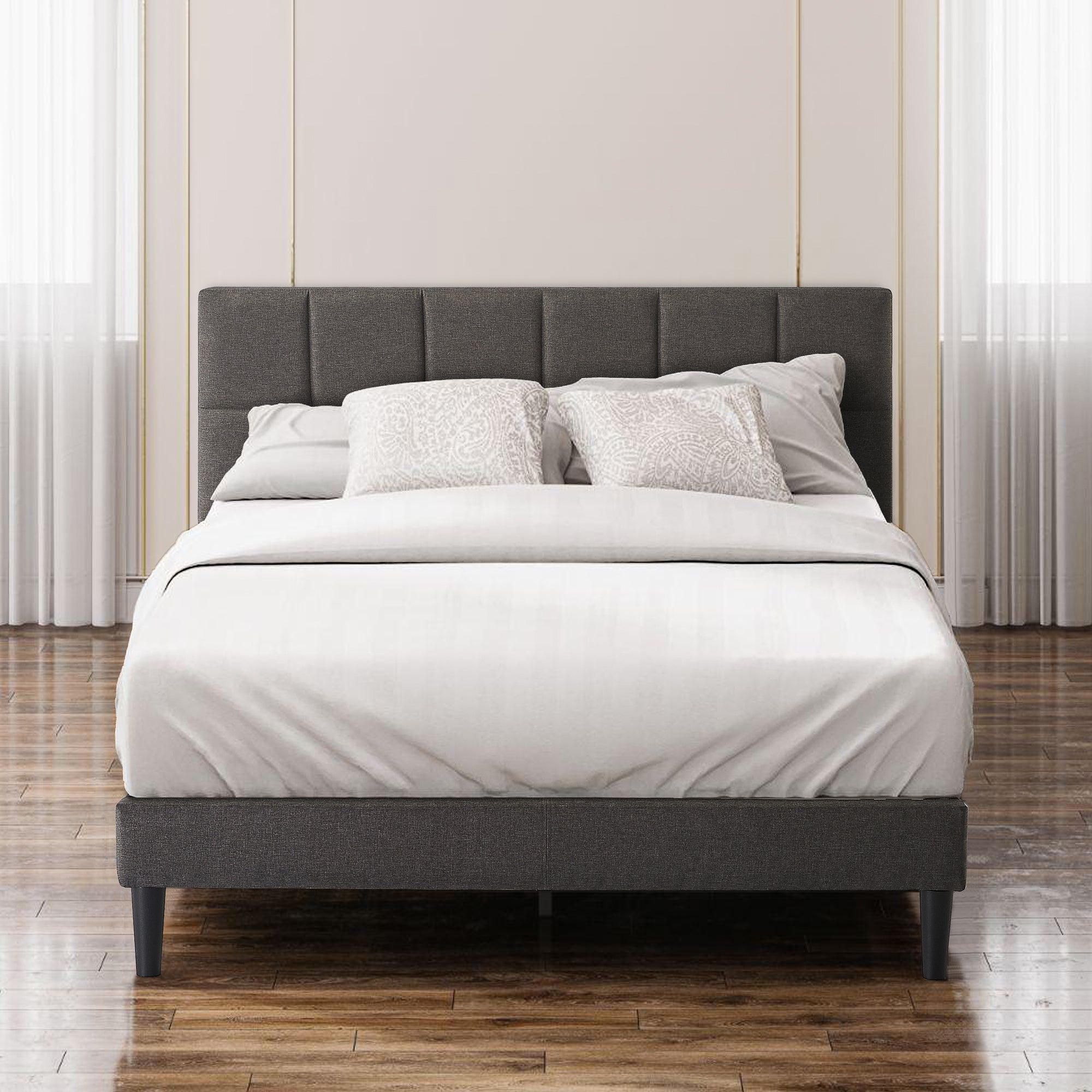 Zinus Bed Frame Dark Grey Fabric Single, Double, Queen & King