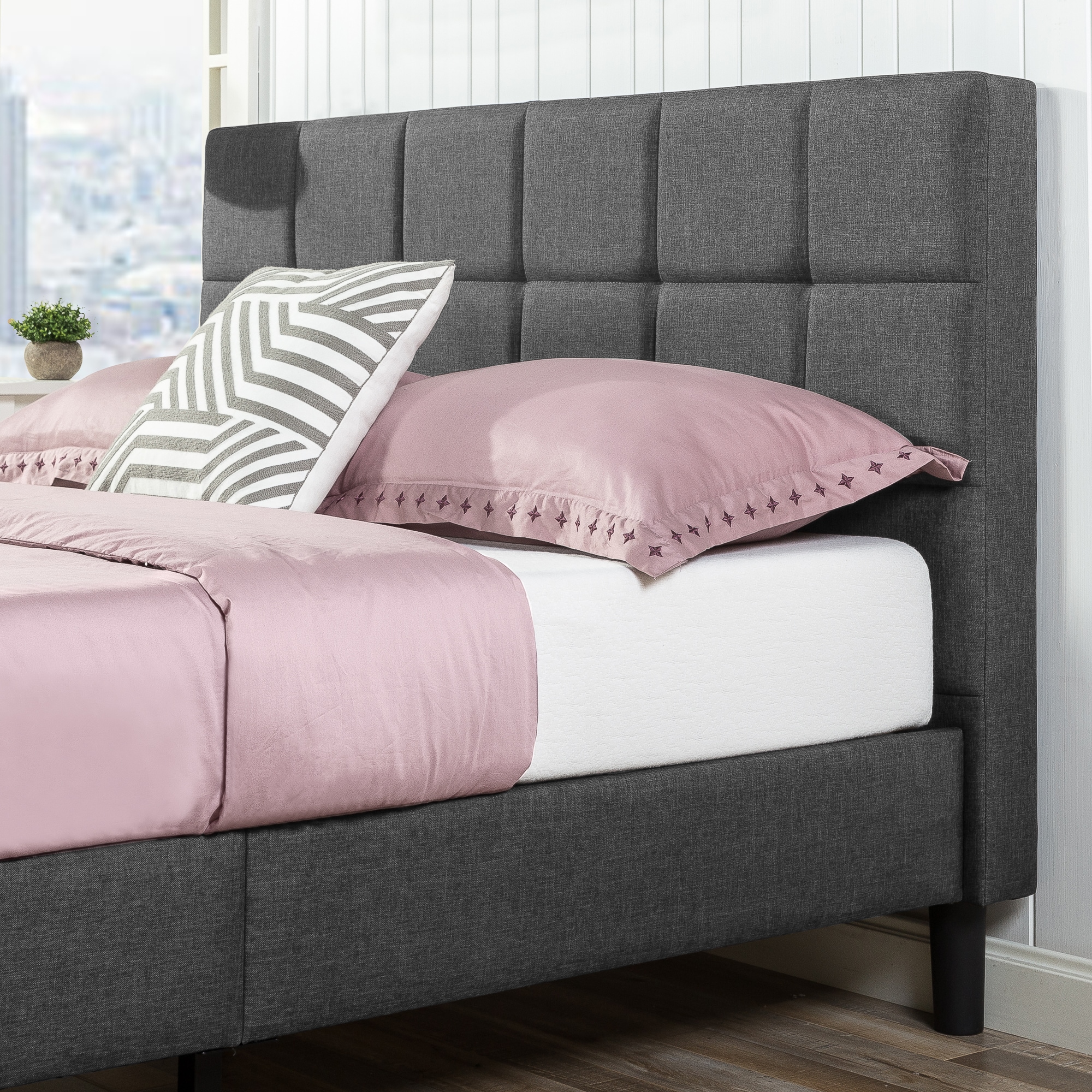 Zinus lottie upholstered store platform bed