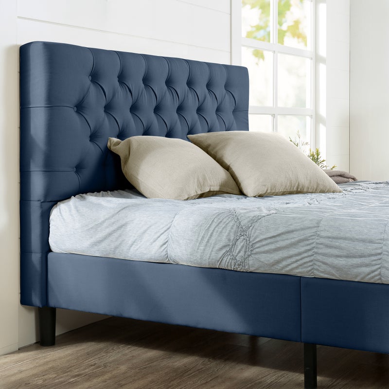 Buy Zinus Misty Upholstered Button Tufted Fabric Bed Frame Double ...