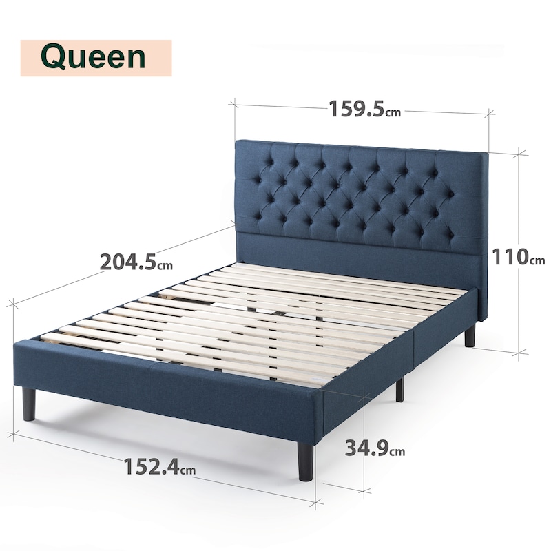 Buy Zinus Misty Upholstered Button Tufted Fabric Bed Frame - MyDeal