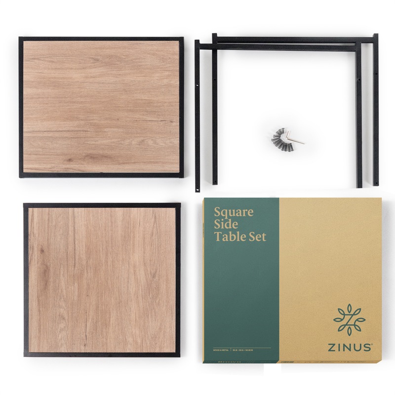 Buy Zinus Bedside Tables Lounge Sidetable Set of 2 Natural Pine Black