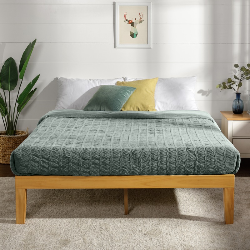 Buy Zinus Moiz 35cm Wood Bed Frame Base Natural Single Double King