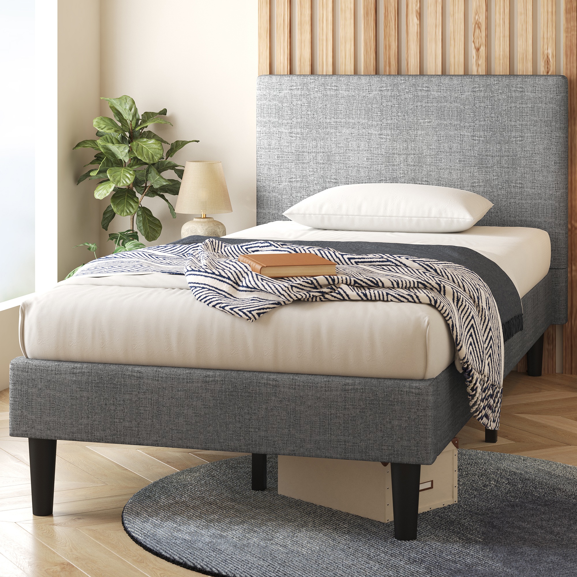 Buy Zinus Bed Frame Fabric Queen King Single Double - MyDeal