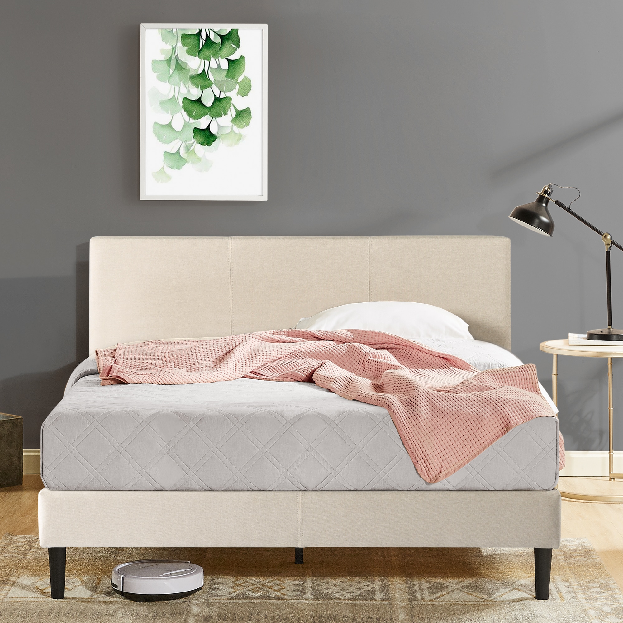 Zinus Nelly Upholstered Fabric Bed Frame - Light Grey | Buy Queen Bed ...